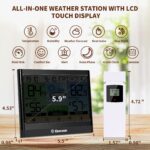 Geevon Weather Stations Wireless Indoor Outdoor Thermometer Hygrometer with Dew Point, Heat Index, Touch LCD Display Digital Weather Thermometer with Alarm Clock and Adjustable Backlight