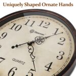 Geevon Vintage Wall Clock, Silent 14" Non Ticking Retro Round Clock Quartz Decorative Battery Operated Wall Clock for Kitchen, Office, Classroom, Bedroom, Living Room Decor