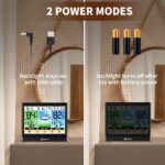 Geevon Weather Stations Wireless Indoor Outdoor Thermometer Hygrometer with Dew Point, Heat Index, Touch LCD Display Digital Weather Thermometer with Alarm Clock and Adjustable Backlight