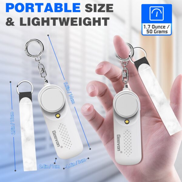 Geevon 2 Pack Personal Safety Alarms, 130DB Safe Sound Self Defense Alarm Siren with Strobe Light, Emergency Security Alert Devices for Women, Men, Elderly, Children (White - 2 Pack)