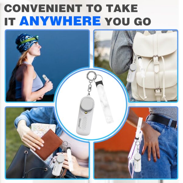 Geevon 2 Pack Personal Safety Alarms, 130DB Safe Sound Self Defense Alarm Siren with Strobe Light, Emergency Security Alert Devices for Women, Men, Elderly, Children (White - 2 Pack)