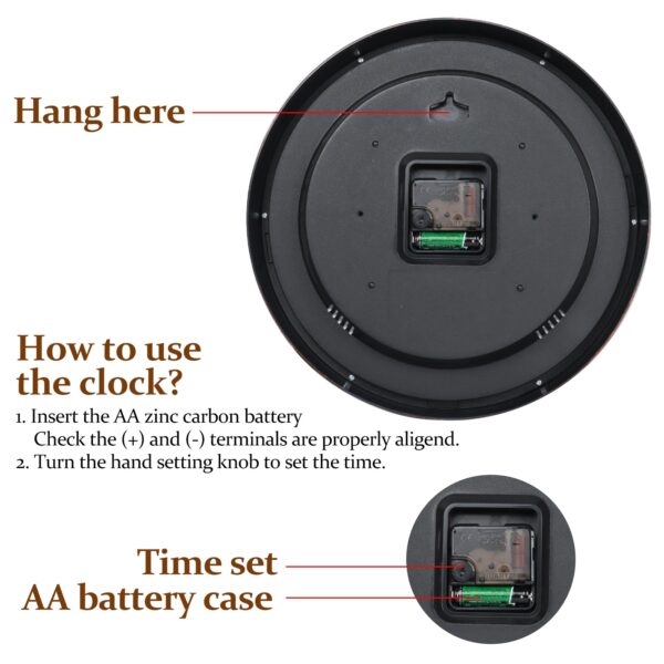 Geevon Vintage Wall Clock, Silent 14" Non Ticking Retro Round Clock Quartz Decorative Battery Operated Wall Clock for Kitchen, Office, Classroom, Bedroom, Living Room Decor