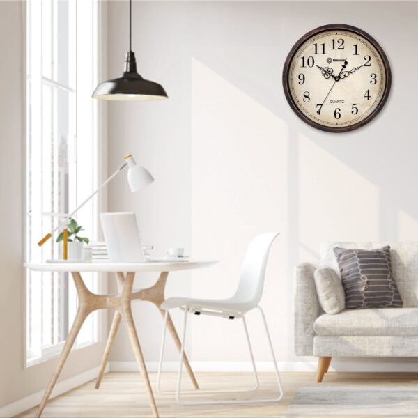 Geevon Vintage Wall Clock, Silent 14" Non Ticking Retro Round Clock Quartz Decorative Battery Operated Wall Clock for Kitchen, Office, Classroom, Bedroom, Living Room Decor