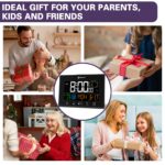 Geevon Digital Atomic Alarm Clocks for Bedrooms with Battery Backup, HD Color Display Atomic Lock with Backlight, 2 USB Ports, Indoor Temperature and Humidity, Moon Phases, Time